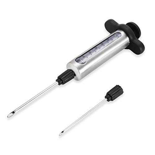 UPKOCH Stainless Steel Meat Injector Flavor Food Seasoning Injector with two Marinade needles for BBQ Turkey Chicken