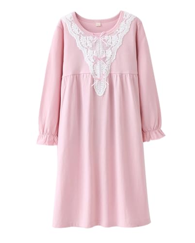 BANGSAUR Girls Grinch Dress Princess Christmas Halloween Toddler Sleepshirt Granny Gown 3-15 Years(Coral Blush Long Sleeve/N 5-6X)