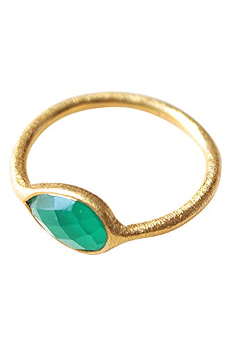 Bague or 18 carats et onyx vert véritable | Joaillerie fine
