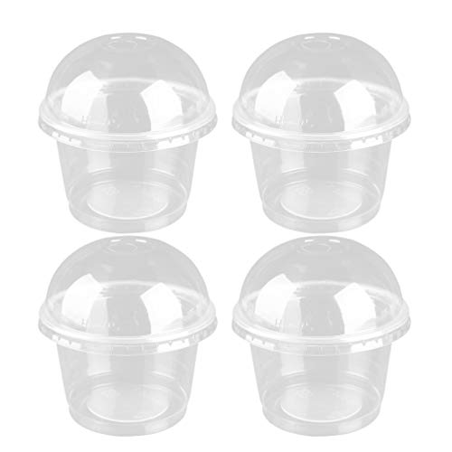 DOITOOL 100pcs Takeaway Cups Disposable Dessert Bowls Disposable Salad Cups with Lids Ice Cream Containers