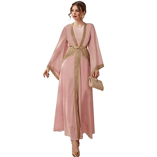 PolyJolly Embroidery Jalabiya Chiffon Abaya Dress for Women Dubai Sadui Muslim Eid Clothes