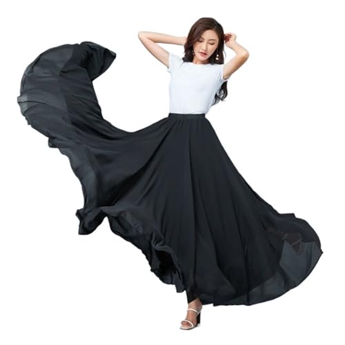 WWYYZAYC Falda de Gasa de 720 Grados for Bailarina, Patinaje Gitano, Falda Larga, Ropa de práctica for Bailarina, Falda Profesional for Baile de Escenario.(Ater,S Length 80cm)