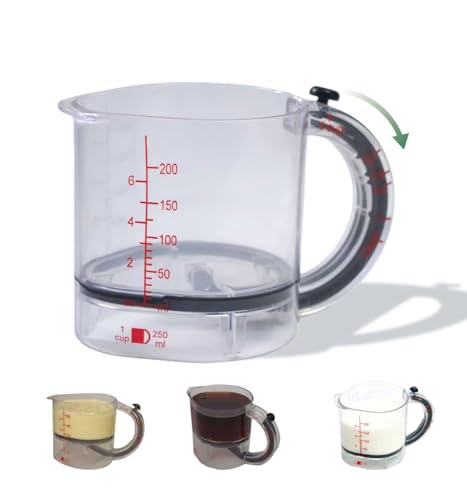 4 In 1 Adjustable Measuring Cup, 2026 New -Adjustable Measuring Cups With Handle,Up Cup Measuring Cup with Scraper-Style Seal Base, No Waste Design For Cooking And Bakings (1PCS)