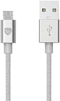 i10 Power Series 4 ft and 6 ft Nylon Braided Micro USB Cable for Android Phones, Netbooks, Power Banks, Tablets, Portable Speakers (6 ft Sliver)