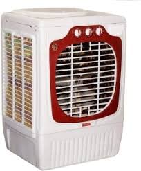 SHRIM TECH TRADING COMPANY. -Metal Air Cooler 25 Ltr KH3838 Water Tank with Exhaust Fan, 4-Way Air Deflection and High Density Wood Wool pads; & White