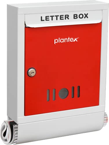Plantex Letter Box/GI Steel Magazine Holder/Complaint Box & Suggestion Box for Office with Secure Lock and Keys/News Paper Holder/Mail Box/Post Box (Red & Ivory), Wall Mount