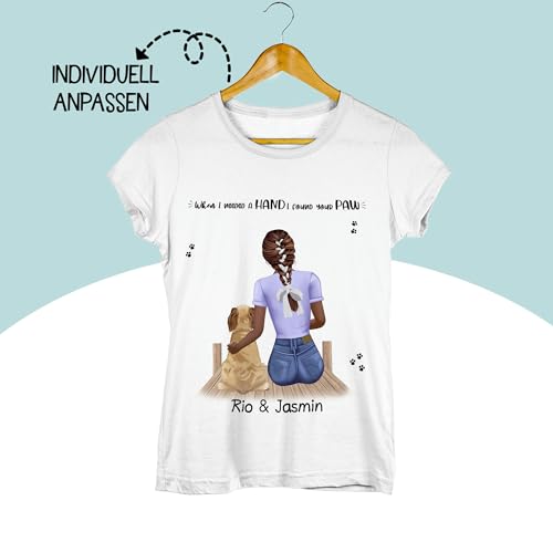 Kiddle-Design Personalisierte Hundemama T-Shirt | Geschenk für Stolze Hundebesitzerin | Für Hundeliebhaber Dog Dad mit Haustier | Mit Name & Spruch L