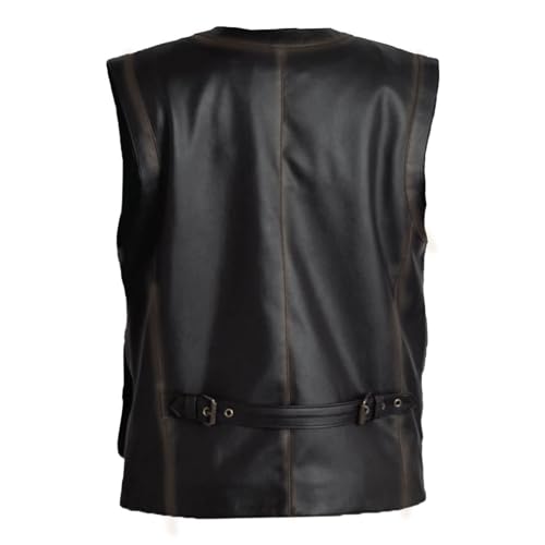 Men's J World's Chris Pratt Owen Grady Brown Vest JW Adventure Chris Pratt Motorcycle Leather Biker Vest2