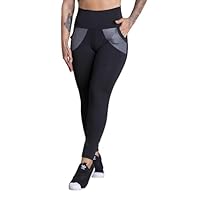 Calça Legging Cintura Alta Com Bolso Fitness Feminina Academia Treino Moda GJR Modas (BR, Alfa, P, Regular, Regular, Cinza)
