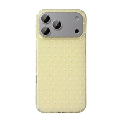 Coque iPhone 17 Pro Max jaune à pois en silicone QLTYPRI