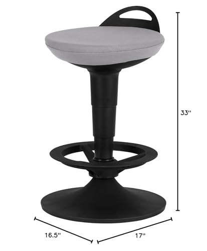 Image of Adjustable-Height Padded Lab Stool - Light Grey