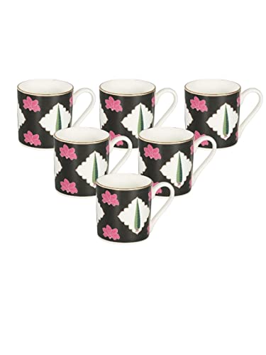 Image of India Circus Premium - Fine Ceramic - 22k Liquid Gold Coffee Mug Set of 6, White, IC CM6 Melon LE01, Tea Cup Set of 6, Mugs for Coffee, Cups Set of 6, Ideal for Gifting, Perfect for Home and Office