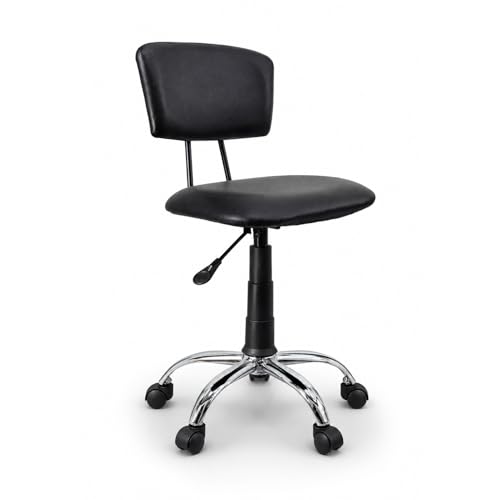 Image of DIYA Seating Vibe Square Rolling Stool (1 Year Warranty) - Black | Comfortable Backrest Height Adjustable & Revolving Swivel Stool Chair for Study Office and Regular Work- (44 inchx47 inchx85 inch)