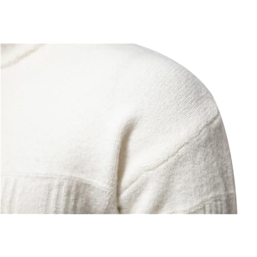 Mens Crewneck Pullover Sweater Long Sleeve Outdoor Knitted Wool Sweater Tops Mens Crewneck Pullover Sweater (White, L)2