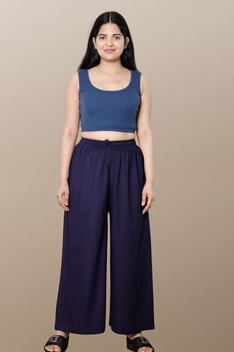 Image of KASANI Women's Solid Rayon Palazzo Pants Regular Palazo
