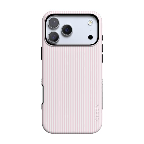 Casely iPhone 17 Pro Case | Stripes and the City | Light Pink Pinstripe | Bold Protective Design | Compatible with MagSafe