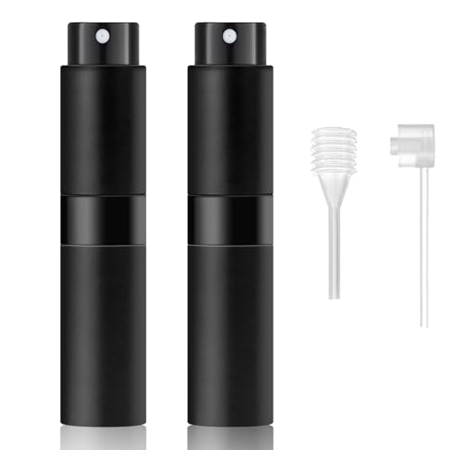 YUYUE-YY 2PCS 8ML Travel Perfume Atomiser Refillable - Mini Size Perfume Travel Bottle Spray Bottle - Easy to Refill Empty Atomiser Bottle for Purse, Handbag, Pocket and Luggage (Black)