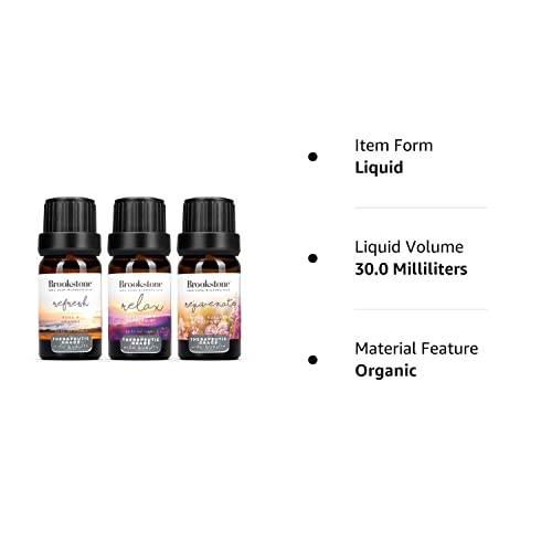 Brookstone Essential Oil Blends Spa Collection | Organic Essential Oil Set For Aromatherapy Diffuser, Massage Oil And Candle Scents | 3-Pack 10Ml Bottles #TOP7