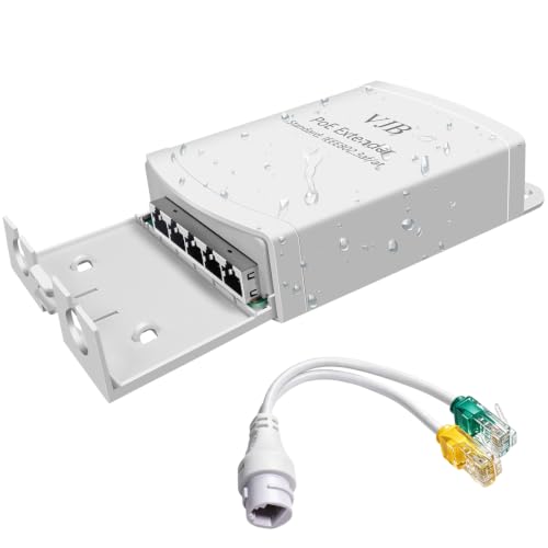 POE Extender Outdoor, 1 in 4 Out, 802.3af/at Extends Up to 820ft | 100Mbps PoE Network Ethernet Extender Repeater, Wall Mountable, IP64 Water-Resistance for IP Cameras, Access Points