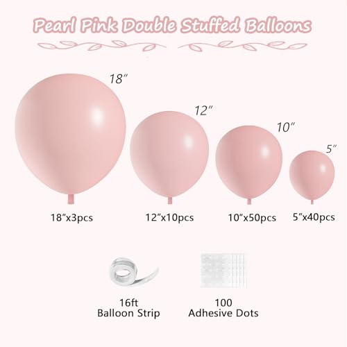 Image of 108Pcs Double Stuffed Pink Balloon Garland Arch Kit
