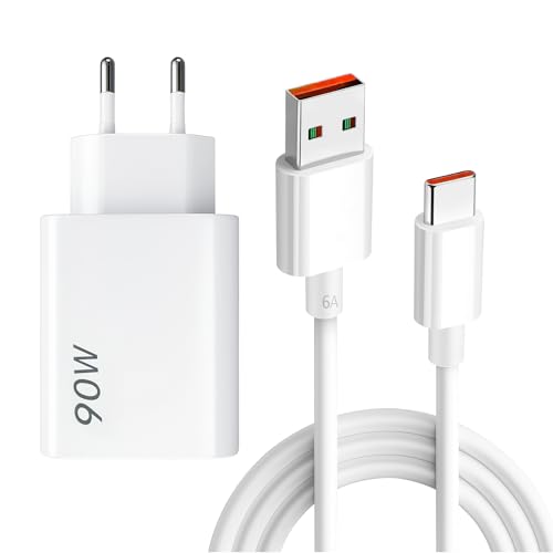 BOULESENM 90 Watt Ladegerät mit 6A Ladekabel 1.5M,Charger für Xiaomi 15 14 13 Ultra Poco F6 X7 F7 Pro,90w USB c Netzteil...