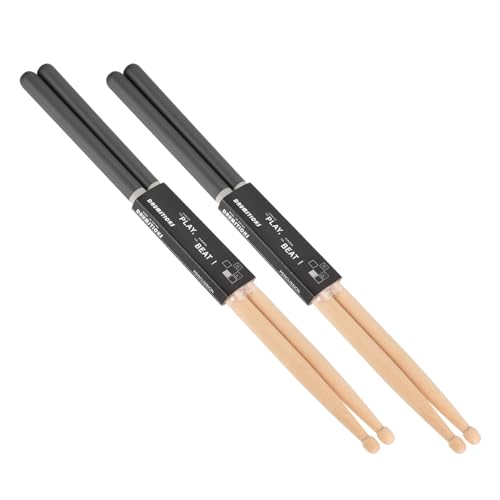 Baquetas de Madera de Arce 5A con Grip Antideslizante negras par miniatura 1