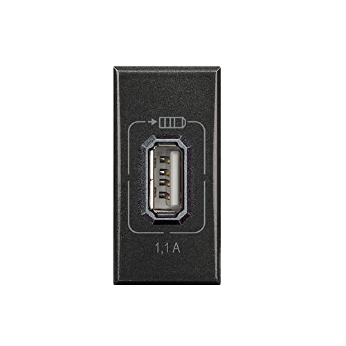 Cargador USB Bticino Axolute HS4285C1 antracita para instalar en la mesita de noche