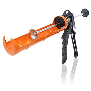 Amazy roestvrijstalen patronenpistool incl. 5 reservepunten + 3 spatels – Mechanische patronenpers en verbindingsgereedschap voor het verwerken van siliconen en acryl met 310 ml patronen | hefboomverhouding 12:1