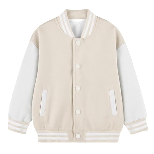 Image of Cromoncent Kids Varsity Baseball Jacket Colorblock Bomber Coat Unisex Boys Girls School Outwear, 18 Months - 14 Years