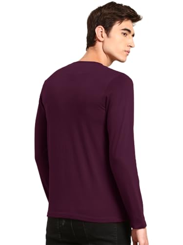 Image of LAZYCHUNKS Regular Fit Solid Super Combed Cotton Rich Henley Neck Full Sleeve Men's T-Shirt