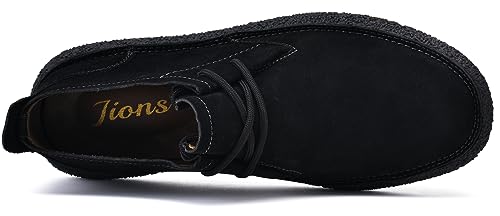 JIONS Mens Ankle Desert Chukka Boots Lace Up Suede Leather Shoes Round Toe Platform Deck Boots3