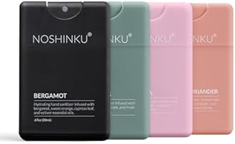 Noshinku - Refillable Hand Sanitizer Discovery 4-Pack, Travel Size Spray with Hydrating Botanical Mist, Natural Ingredients, All Natural Fragrances, Sugarcane Derived Alcohol, No Parabens, No Dyes