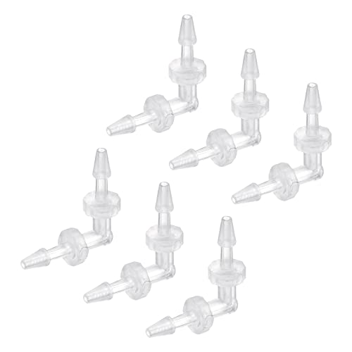sourcing map Barb Hose Fitting, 3mm Barbed Dia. Plastic Elbow Coupler Quick Connector Adapter, Pack of 6