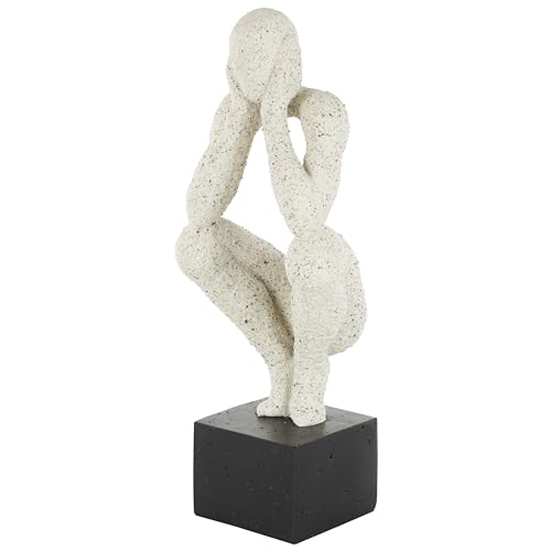 Estatua Decorativa de Personas Polystone Color Crema 16 in