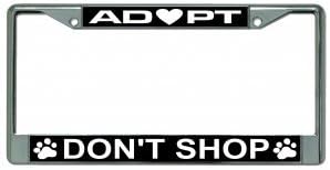 Adopt Don't Shop Photo License Plate Frame Free Screw Caps with This Frame