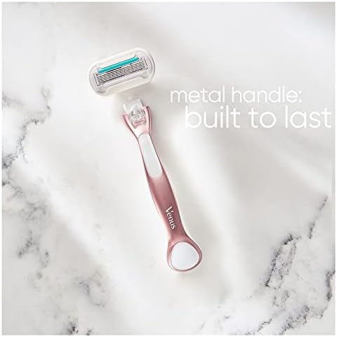 Gillette Venus Deluxe Smooth Sensitive Women's Razor + 3 Razor Blade Refills, with Rose Gold Metal Handle, Lubrastrip with A Touch of Aloe Vera
