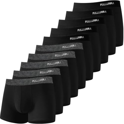 Fullluwaa Boxer Homme Coton Lot de 10, Doux Ceinture Élastique