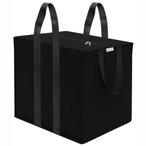 Image of JD FRESH 85 Liters 1 Pc Nylon Storage Bag for Clothes /Moisture Proof Clothes Storage Bags with Zipper & Handle /Multi-Purpose Underbed Storage Bag /Storage Organizer for Blanket /Bedsheet /Toy - (Black)