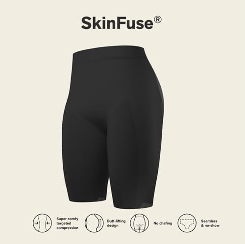 Image of Leonisa Seamless Shapewear High-Waisted Butt Lifting Capri or Shaper Shorts Thigh Slimmer Girdle for Women Tummy Control