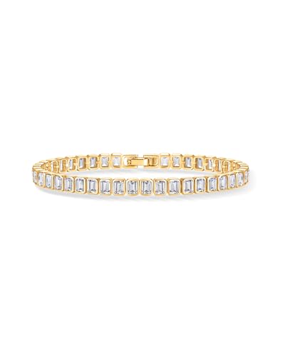 PAVOI 14K Yellow Gold Plated Simulated Diamonds Bezel Set Tennis