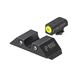 Night Fision Tritium Night Sight Set Compatible with Glock 17/17L/19/22-28/31-35/37-39/45, Yellow Front Ring, U Notch Black Rear Rings