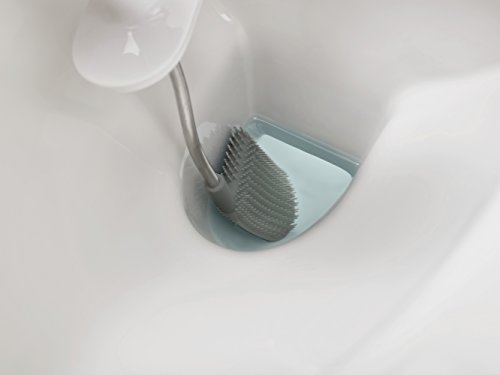 Image of Joseph Joseph Flex Hygienic Silicone Toilet Brush with Slim Holder Set, Flexible Anti-drip, Anti-Clog Deep Clean Head - Stainless Steel