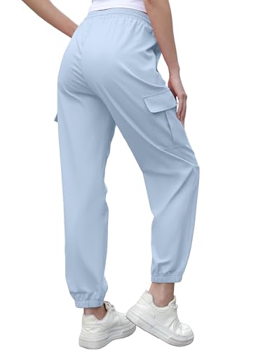 Image of Cromoncent Girls&Womens Cargo Pants Elastic Waist Lightweight Outdoor Jogger Pants, 6 Years - XX-Large
