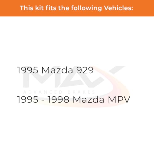 Image of Max Advanced Brakes Rear Brake Kit Compatible With 1995 1996 1997 1998 Mazda MPV 929 Replacement Geomet Coated OE Disc Brake Rotors and Ceramic Brake Pads