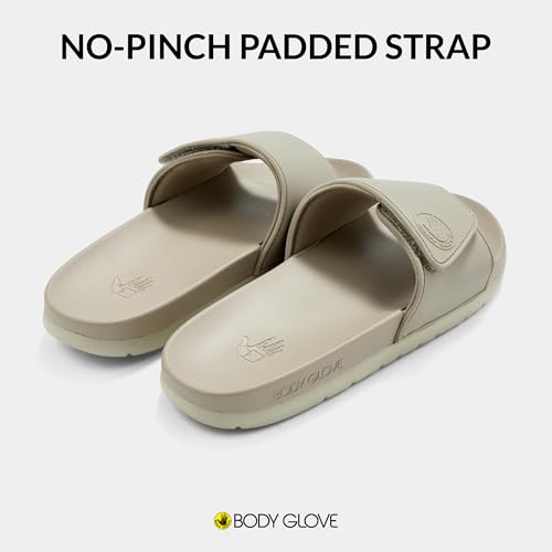 Image of Body Glove Men's Slides, Cushioned Slide-on Sandal Slippers with Padded Adjustable Strap