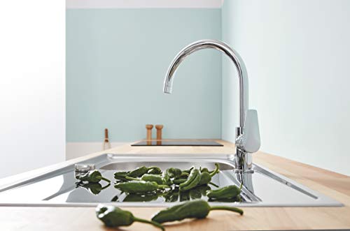 GROHE BauEdge, Küchenarmatur mit hohem Auslauf (Wasserhahn für die Küche, Spültischarmatur mit 360° Schwenkbereich, einfache Montage, Befestigungsset aus Metall), chrom, 31367001