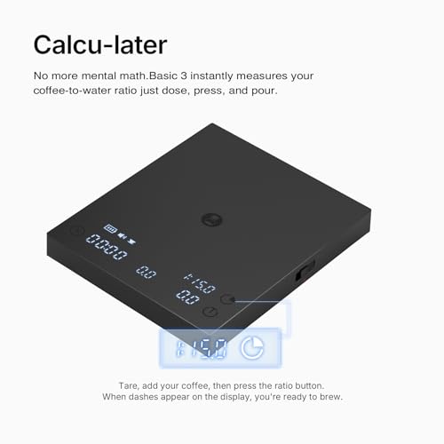 Image of TIMEMORE Coffee Scale Basic 3.0 with Coffee-to-Water Ratio /Water Flow Rate /Timer Function, Free Switching of Ounce /kg Units, Digital Scale for Espresso and Pourover Mode, Black