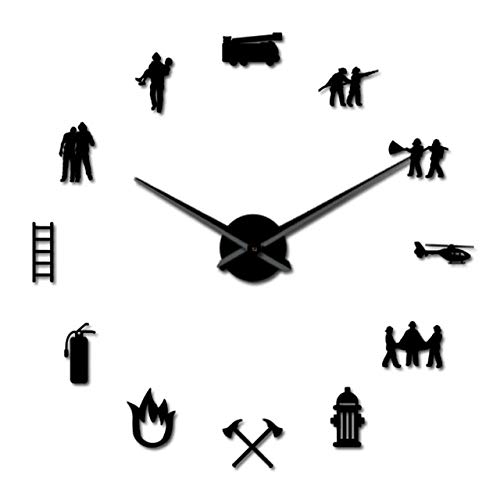 N /A Wall Clock Firemen Hydrant Exclusive Large DIY Wall Clock Extinguisher Fire Fighting Truck Fire Department Decor Fire Tools Clock Watch for Any Room in Home School Caravan Garage