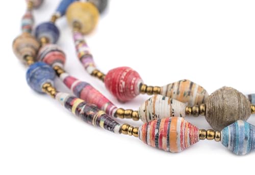 The Bead Chest Recycled Paper Bead Necklace from Uganda - Fair Trade African Jewelry (Mixture)