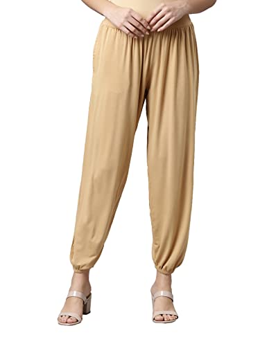 Image of GO COLORS Women Mid Rise Viscose Harem Pants | Wrinkle Free, Relaxed Fit, Free Size